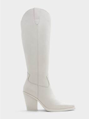 Aldo White Western Block Heel Boot